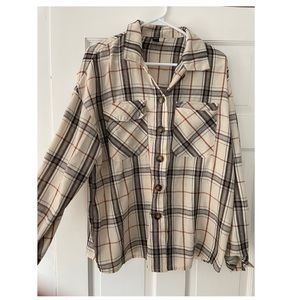 Tan and brown flannel, never worn